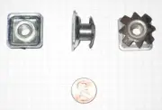 THREADED 1" x 1" SQUARE TUBING INSERT, 5/16"-18 THREAD, ZINC-PLATED