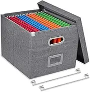 Umtiti Storage Boxes with lid, Upgrade Suspension File Box Made of fibreboard and Paper in Stylish Linen Look, Dark Grey, FGSH-S-DE