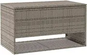vidaxl outdoor cushion box - grey poly rattan storage chest 100x55x55.5 cm - weather-resistant, garden patio deck toolbox