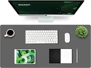 K KNODEL Leather Desk Mat, Office Desk Pad, Large Mouse Pad, Keyboard Pad, Computer and Laptop Mat for Desk, Desk Protector, Desktop Mat for Writing, Desk Blotter and Cover (90x43cm, Dark Gray)