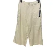 Nicole Miller New York Womens BeigeCream Linen Wide-Leg Pants Size L NWT
