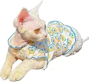UOSIA Sphynx Hairless Cats Clothes Summer Kitten Vest Round Collar Cat Pajamas Sleeveless for Sphynx, Cornish Rex, Devon Rex, Peterbald, Small Dogs