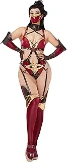 [Mobbunny] Women Fighting Game Cosplay Costume Combat Sexy Lingerie Set Top and Short Outfit with Mask Gloves