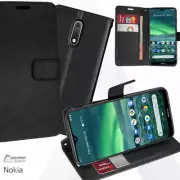 Black Wallet Flip Card Slot Stand PU Leather Case Cover For Nokia 2.3