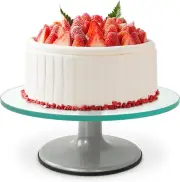 12" Glass Cake Decorating Stand Rotating Revolving Cake Turntable Pastry Holder