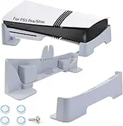 WPPQWP PS5 Pro / PS5 Slim Universal Stand Horizontal, PS5 Holder Lying for PS5 Slim & Pro (Disc/Digital), PlayStation 5 Accessories (White), with 4 Rocker Covers