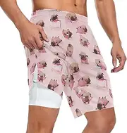 [ZZXXB] Funny French Bulldog Athletic Shorts for Men with Pockets 2 in 1 Quick Dry Running Shorts S-3XL