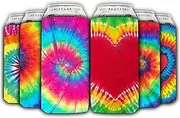 QualityPerfection Can Cooler Sleeves (6 Units) 16 oz Neoprene Blank Beer Coolers 4mm Thick Fabric Beer Collapsible Drink Coolies, Thermocoolers.16 Ounces (Tie Dye Mix)