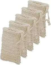 [Ipetboom] 5Pcs Cotton Linen Soap Pouches with Drawstring Portable Bath Saver Bags for Lathering Soap for Travel Exfoliating Skin Care Convenient Soap Foaming Net