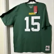 Bart Starr #15 Green Bay Packers Mitchell & Ness Mens 2XL Green T-Shirt New