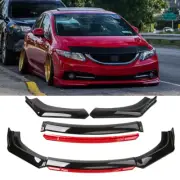 Glossy Black Front Bumper Red Lip Splitter Spoiler For Honda Civic 9th gen SI