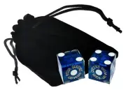 Four Queens Las Vegas Casino Craps Dice Blue Polished Matching Serial #s + Pouch