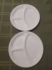 CORELLE Vitrelle USA 3 Compartment Slotted Winter Set Of 2 Dinner Plates 10" New