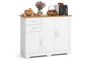 Giantex Wooden Sideboard Storage Cabinet Modern Kitchen Buffet Server,White & Natural