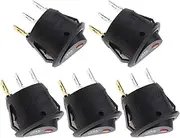 ECSiNG 5pcs 12V 20A Toggle Switch, Rocker, ON-OFF, Black, SPST, Panel Mount, Metal Contact, Quick-connect Terminal