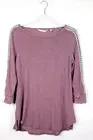 Soft Surroundings Mauve Pink Top 3/4 Eyelet Sleeve Size Small New