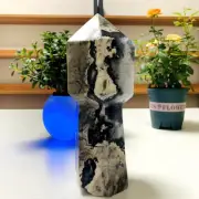 11.61LB RARE Natural Volcanic Rock agate obelisk Quartz Crystal Tower Point