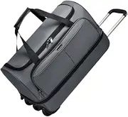 [BaotyJie] Wheeled Duffel Bag Suitcase Carrier Heavy Duty Rolling Garment Bag Trolley Bag for Picnic Traveling Outdoor Men Business Trip, Gray, L