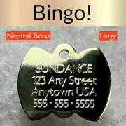 Custom Engraved Dog Tags Personalized Dog Collar Pet Tags Engraved BRASS BOW TIE