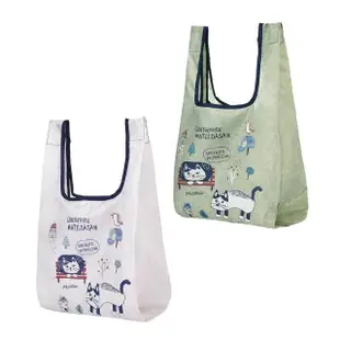 【Kusuguru Japan】附掛鈎收納袋 防撥水環保袋 日本眼鏡貓Matilda-san系列 購物袋 手提袋
