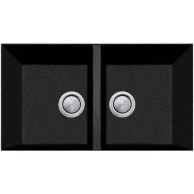 Oliveri Santorini Black Piccolo Double Bowl Undermount Sink
