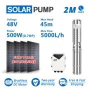 4" DC Borehole Deep Well Solar Water Pump 48V 500W Submersible + MPPT Controller