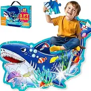 QUOKKA Giant Shaped Puzzles for Kids Ages 4-6 - Shark- 2x3 Feet 48 Piece Puzzles for Toddlers 3-5 - Large Floor Educational Kids Puzzles Ages 3-4