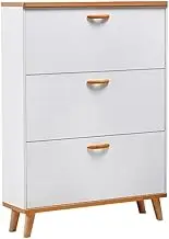 Freestanding 90cm Independent Shoe Cabinet Storage with 3 Flip Drawers, Narrow Shoe Cabinet for Entrance, Foyer, Corridor, White Shoe Cupboard