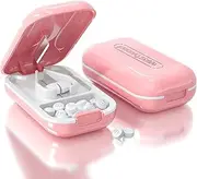Small Pill Cutter and Splitter for Small or Large Pills - Professional Crusher With Blade Guard for Medication, Vitamins, Tablets (Pink)