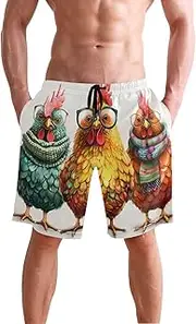 [XYMZR] Chickens Glasses Scarf Men's Swim Trunks Quick-Dry Bathing Suit Swimming Board Shorts S