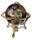 Unique 21" Tall Blue Lapis Tripod Gold Leg table Gem Gemstone World Map Globe