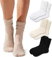 [Shewant] Crew Socks For Women Multipairs Cotton Cushioned Athletic Mid Calf Rib Tube 80s Retro Scrunch Slouch Socks