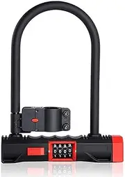4-Digit Bicycle Password Lock U-Shaped Bike Lock Steel Safety Heavy Duty Bicycle Locks for Bicycle,Motocycle,Electric Bicycle,Door