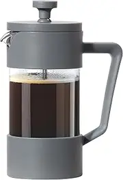 Oggi French Press Coffee Maker (12oz)- Borosilicate Glass, Coffee Press, Single Cup French Press, 3 cup Capacity, Charcoal