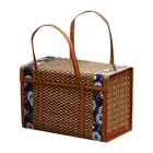 Picnic Woven Basket Wicker Storage Bag Handle Folded Fruit Shopping Food6299