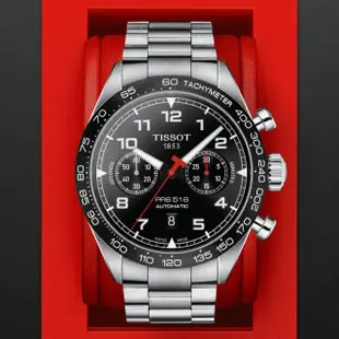 【TISSOT 天梭 官方授權】PRS 516 時尚賽車計時機械腕錶 母親節 禮物(T1316271105200)