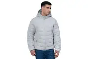 Red Tape Casual Padded Jacket with Hood for Men - Light Grey