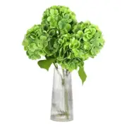 4pcs Artificial Hydrangea Flowers 18.5" Latex Faux Hydrangea Flower, Green