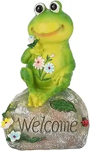 Oumefar Outdoor Garden Pond Animal Frog Decoration Statue Model Resin Yard Pond Lawn Statue Home Garden Decoration Cute Frog on Decorative Figure Decoration