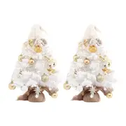 2pcs Tabletop Snow Christmas Tree with LED Lights for Christmas Party Home Decoration
