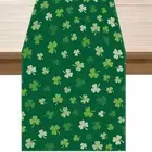 St. Patrick's Day Table Runner Green Shamrock Burlap Table Decoration for Hom...