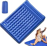 Sleeping Pad for Camping - Inflatable Resting Bed for 2 Persons | Thickness Double Persons Inflating Mat with Built-in Foot Pump and Pillow for Camping, Backpacking