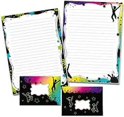 Writing Paper Set with 2 Writing Pads and 25 Envelopes for Children Stars Colourful (1 Pad Colourful and 1 Pad Stars A4 with 25 Sheets Each + 25 Envelopes)