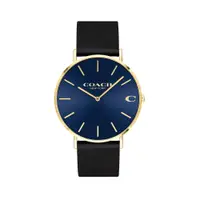 在飛比找蝦皮商城優惠-COACH 經典大錶面藍面皮帶腕錶41mm(14602548