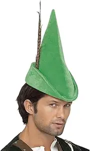 Smiffys Robin Hood Hat with Feather Deluxe - Green