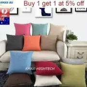 Plain Solid Colour Cushion Cover Cotton Linen Throw Pillow Case 45x45 40x40