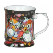 Cheeki Little Owls on Black Fine China - Mug