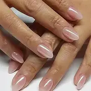 KAVI' S 24pcs French Tip Stick on Nails Light Color Press on Nails Nude Gradient Glitter Fake Nails Short Almond Acrylic False Nails Jerry Glue for Women Girls Nail Art