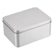Metal Tin Box, 3pcs 4.92" x 3.54" x 2.36" Containers with Lids, Silver Tone