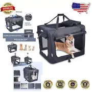 30" Soft Dog Crate - 3 Door Collapsible Pet Carrier with Fleece Bed for Travel